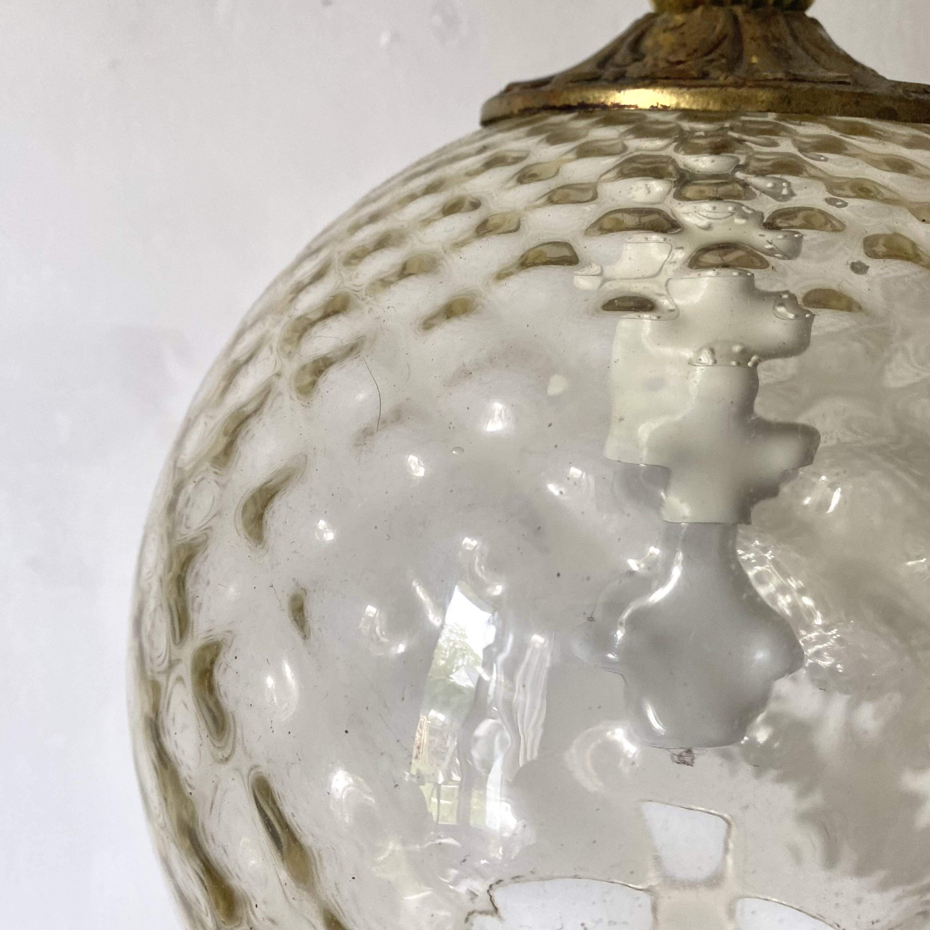 Vintage amber glass ball pendant light