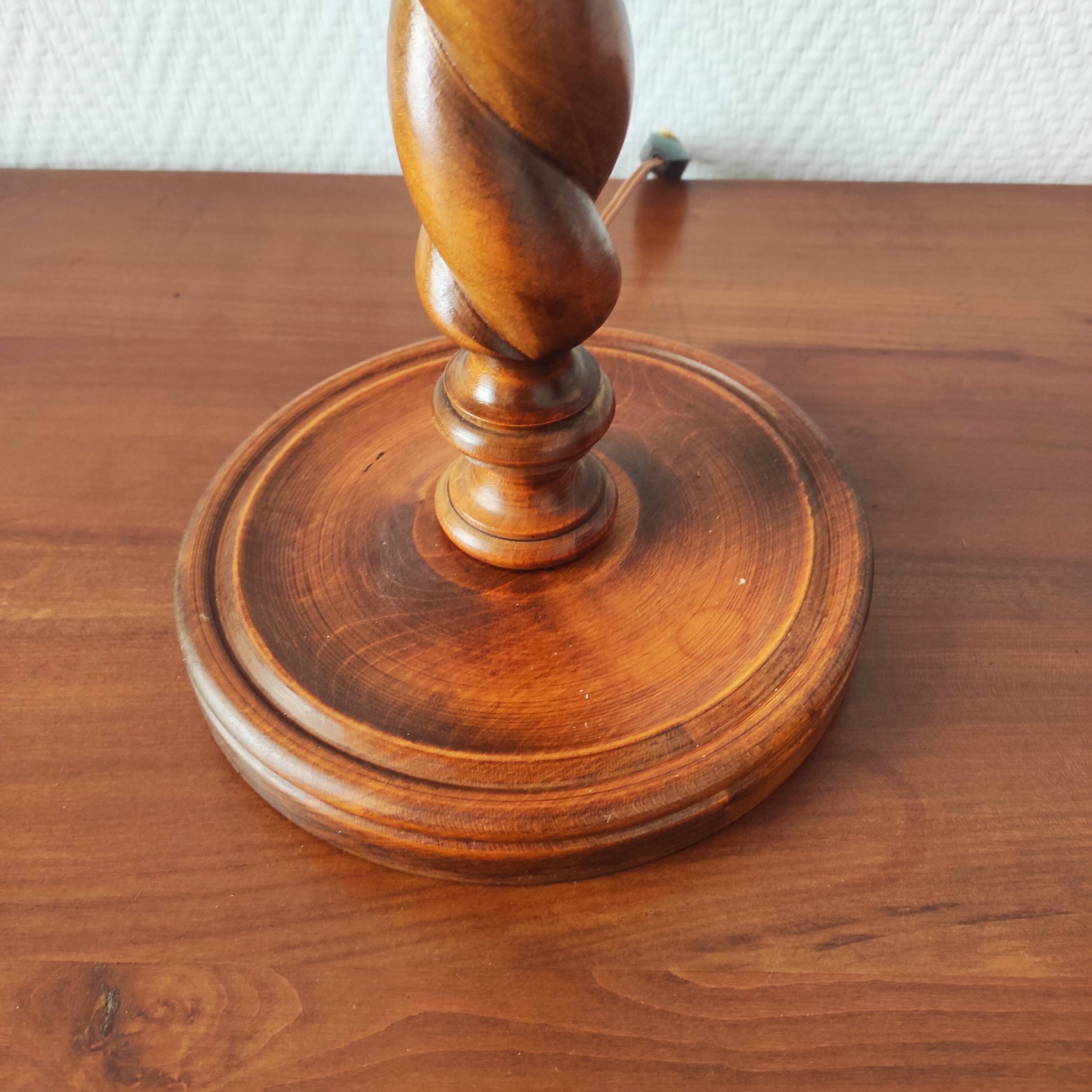 French lamp from the mid-20th century in twisted wood.