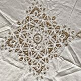 White cotton tablecloth with openwork embroidery 160X170 cm