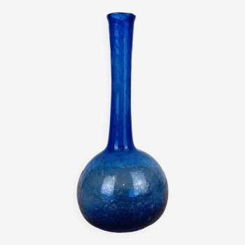 Blue bubbled glass soliflore vase