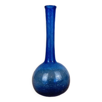 Blue bubbled glass soliflore vase