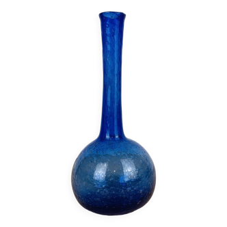 Blue bubbled glass soliflore vase