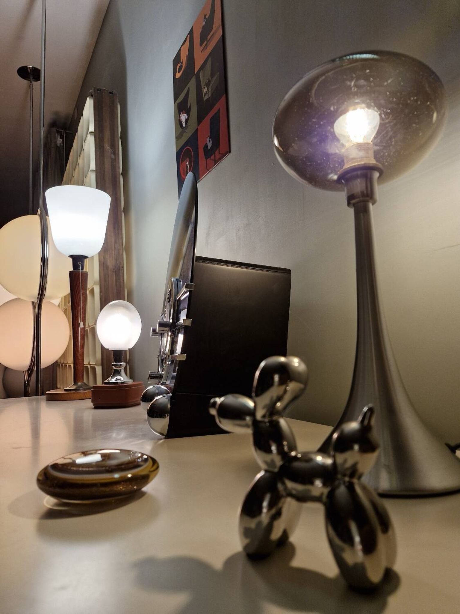 Murano glass, vintage 70s table lamp