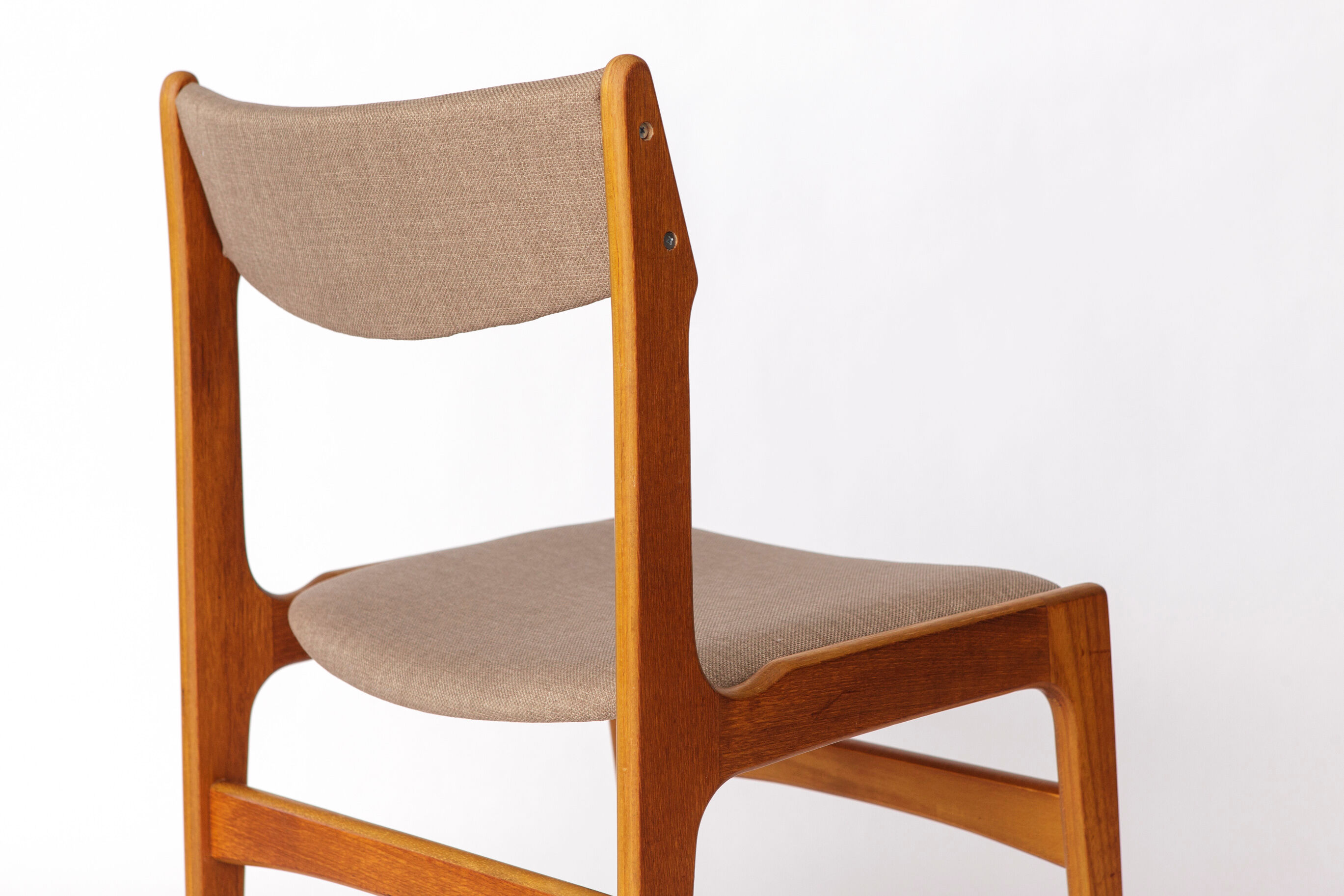 1 of 4 Vintage Danish Teak Dining Chair – 1960s, Reupholstered in Grey