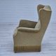 1970s, Danish design, wingback armchair, original condition, furniture velour, beech wood legs.