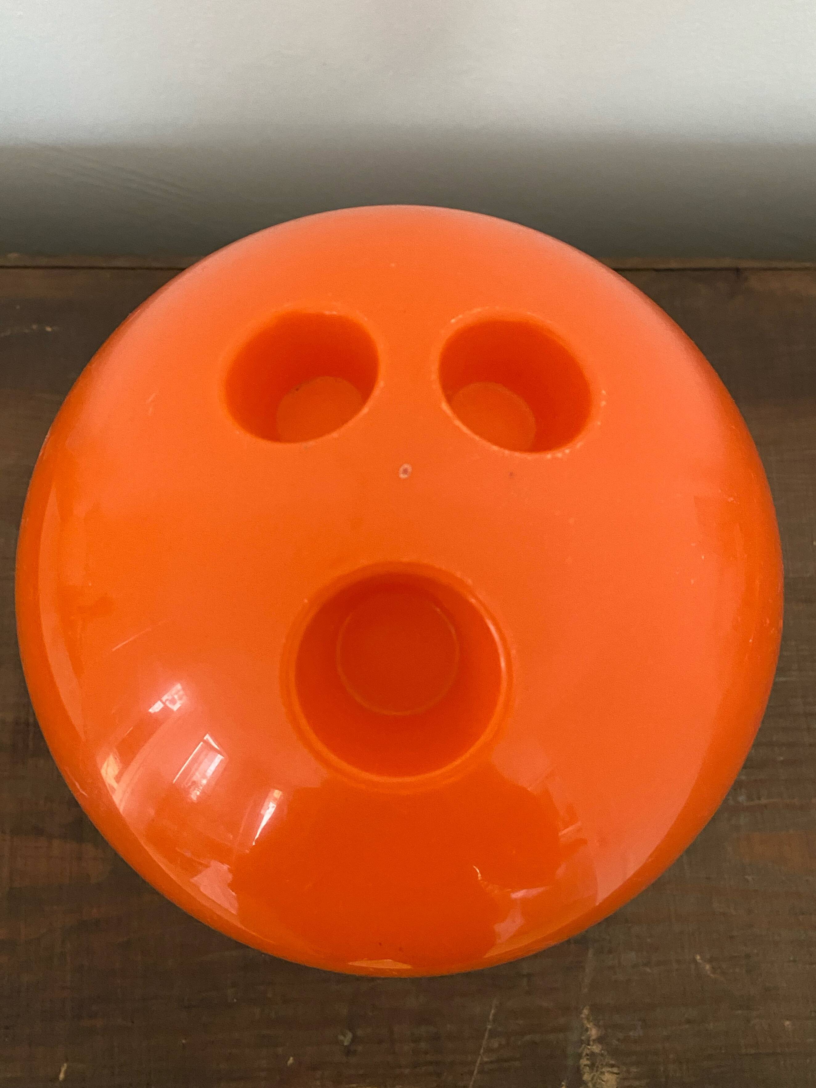 Vintage orange bucket in the shape of a FASYL bowling ball, diameter 18 cm