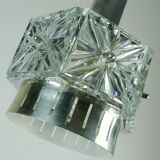 Vintage crystal glass and metal pendant light with 6 glass prisms from the 1960s, 2 available