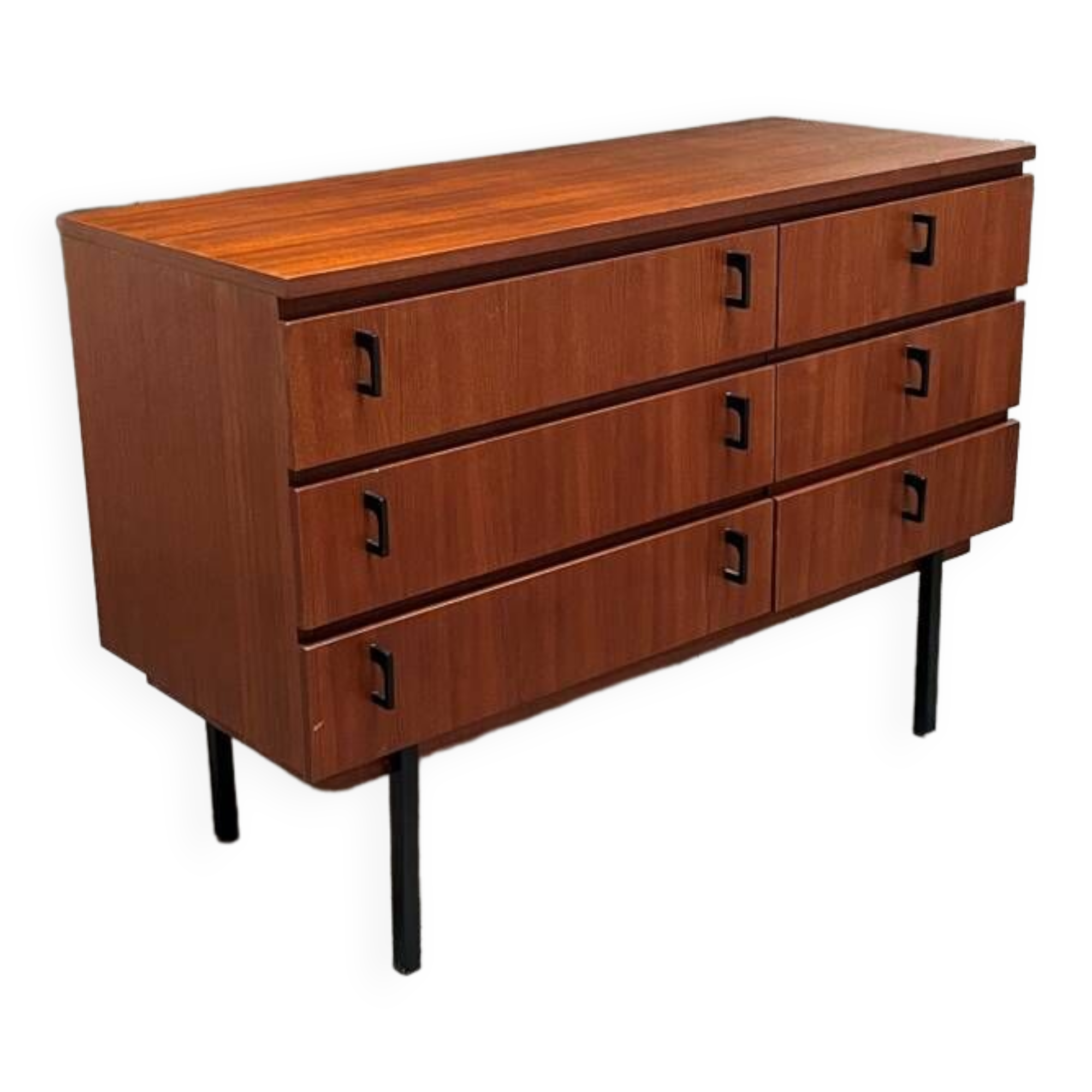 Vintage wood veneer chest of drawers 1960