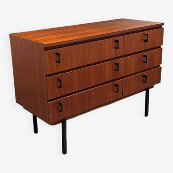 Vintage wood veneer chest of drawers 1960