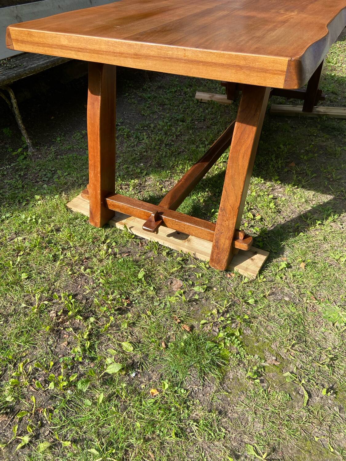 Brutalist dining table from the 1950s in solid elm.