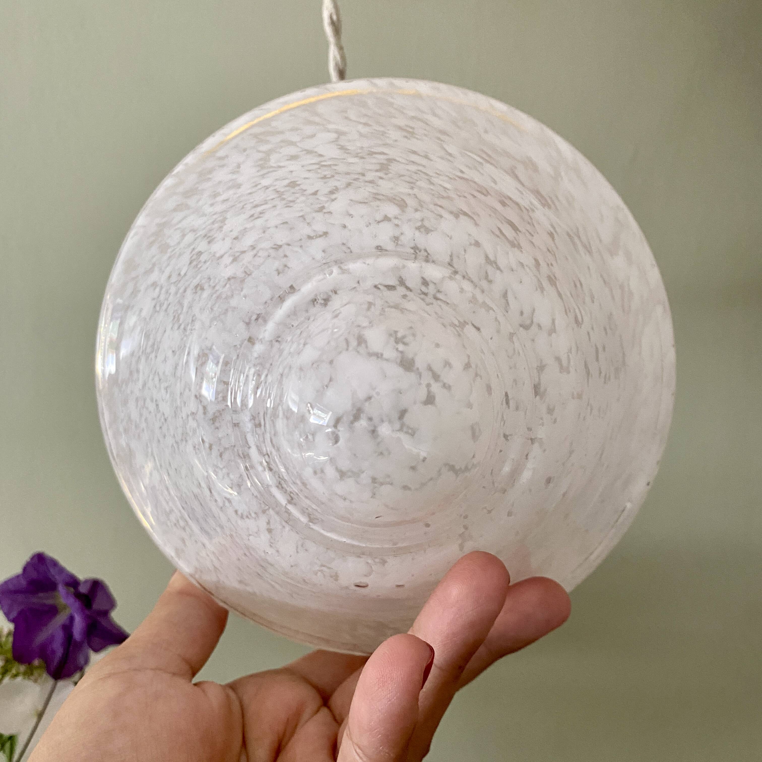 Vintage art deco globe pendant light in white Clichy glass