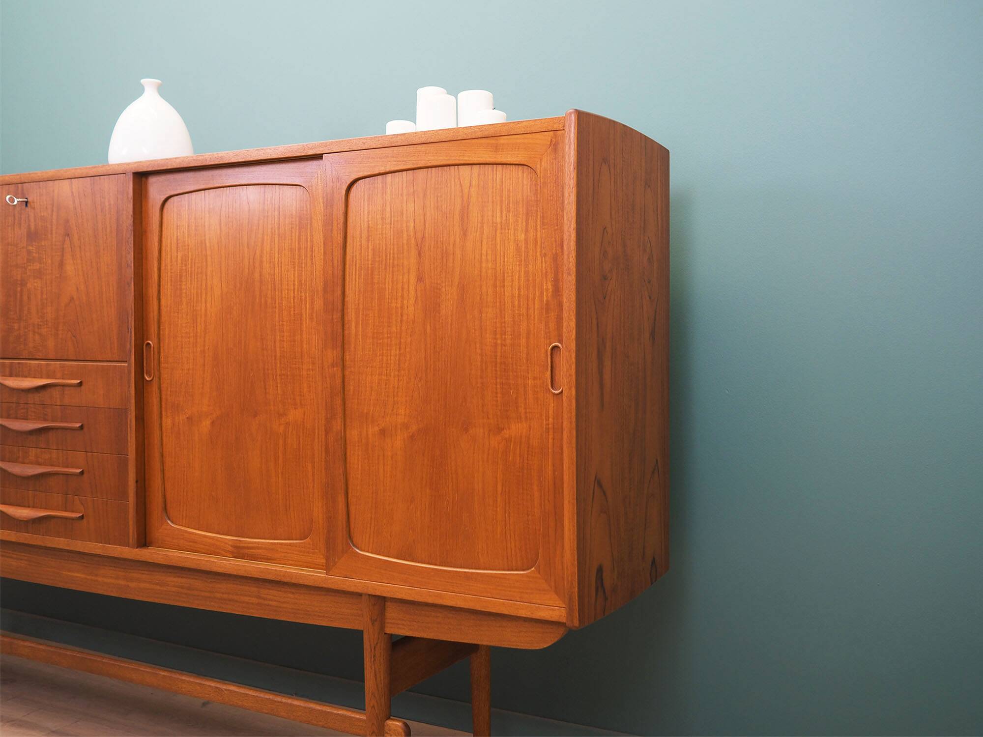 Teak highboard, Danish design, 1960s, production: Denmark