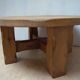 Brutalist Wabi-Sabi Design Handcrafted Round Oak Coffee Table, Netherlands 1960's