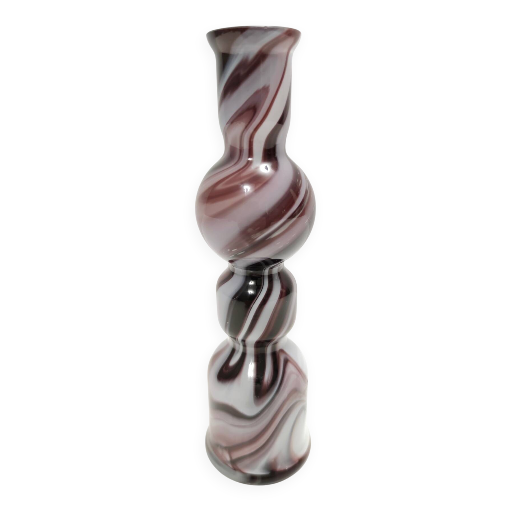Purple and White Murano Glass Vase “Wave” by Carlo Moretti, Italy