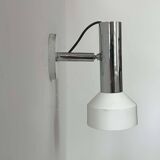 Vintage adjustable wall lamp, chrome and white lacquered metal, France 1960