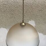 Old molded glass hanging Contour brass + Support Golden 70s Vintage