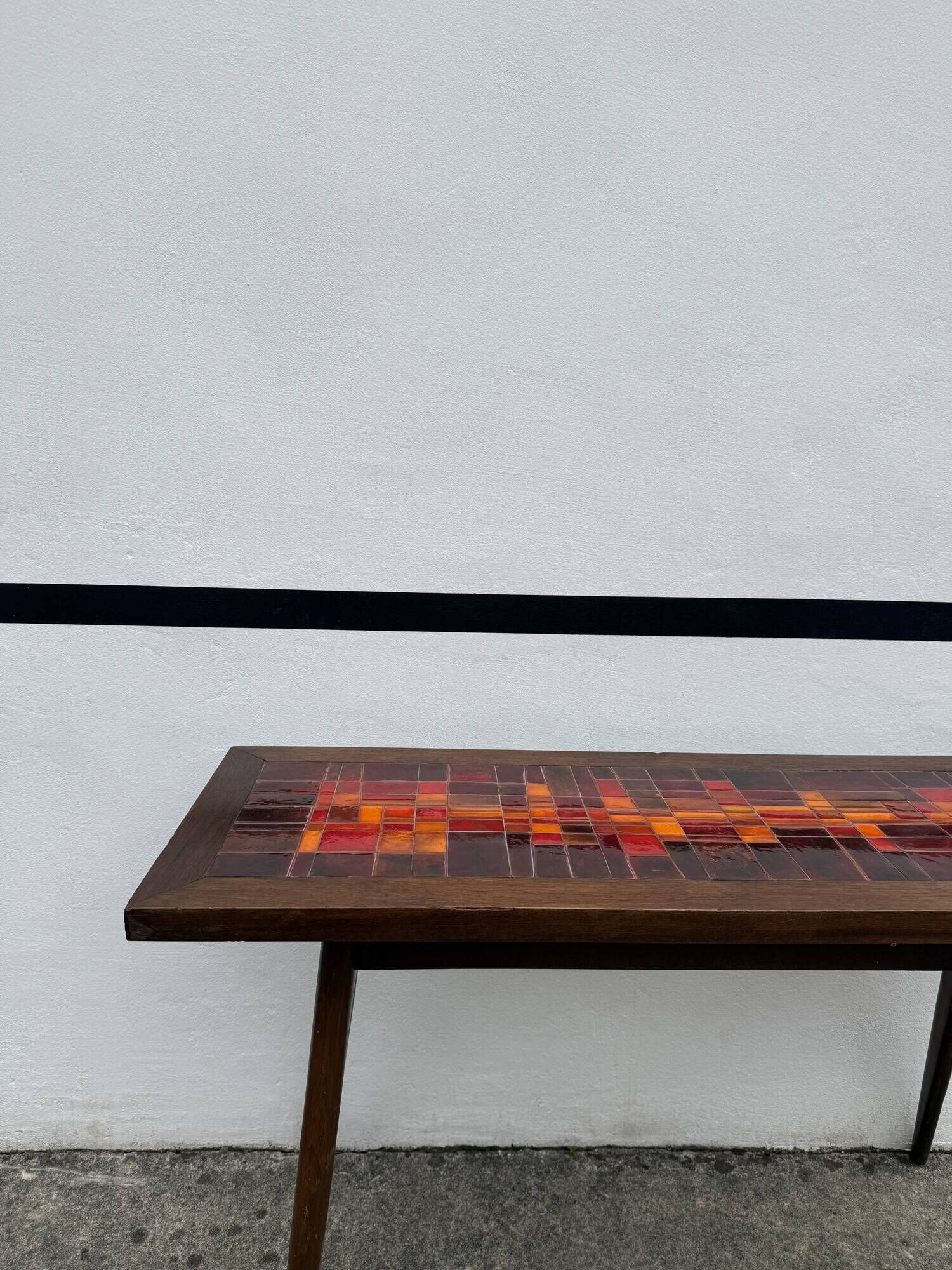 French console table with tiles, by Robert Picault.