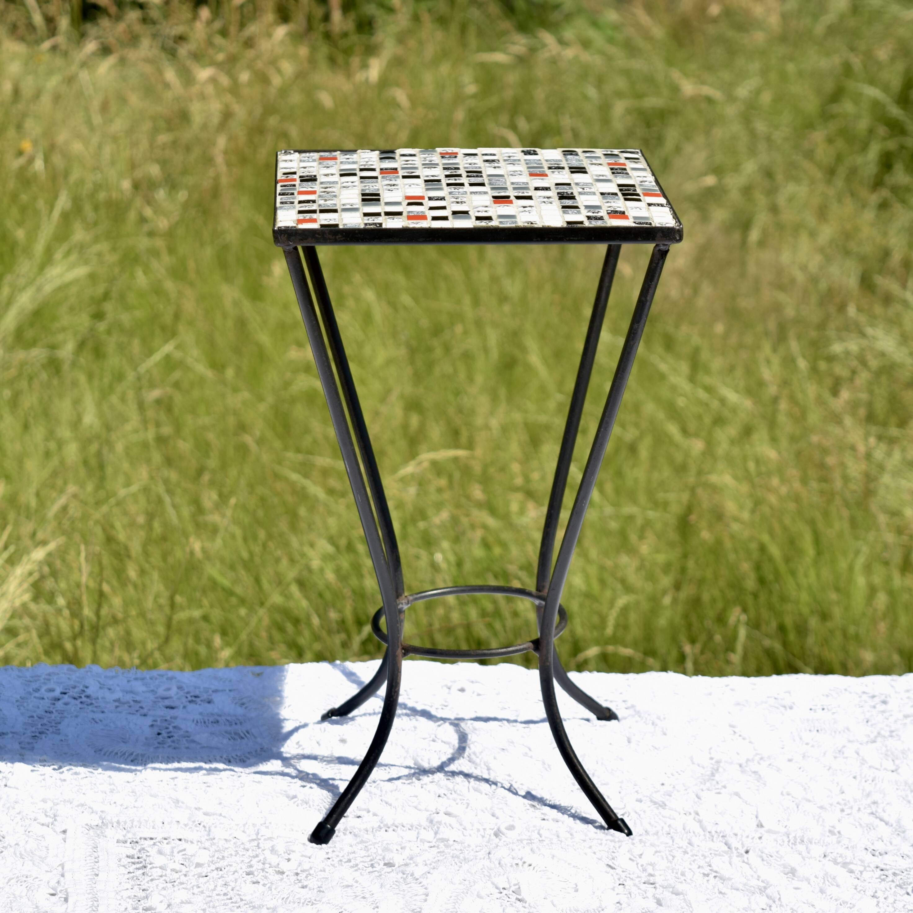 Small vintage mosaic tile side table