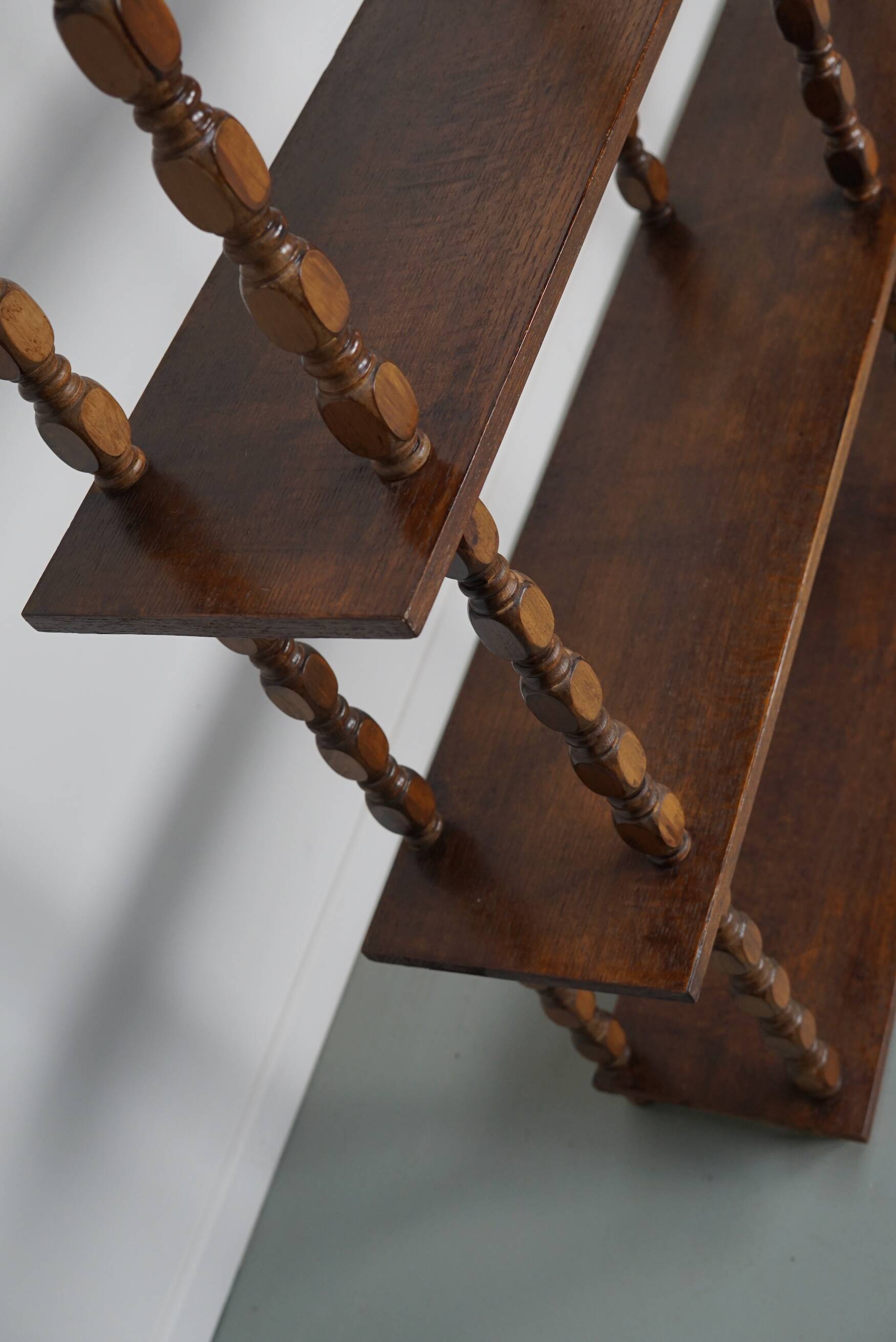 French Oak Mid-Century Bobbin Shelving Unit