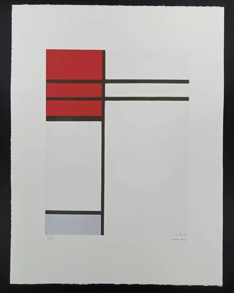 1970S Piet Mondrian Limited Series Lithograph Numbered in Pencil.