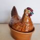 Terrine poule vintage, glazed earthenware baking dish
