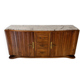 Art Deco buffet in fluted wood and veined marble