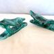 xPair of Handcrafted Teal Enameled Door Handles by Gabbianelli, Albisola, I
