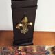 Matchbox holder (xxl) for steel and brass fireplace (fleur de lys) - vintage