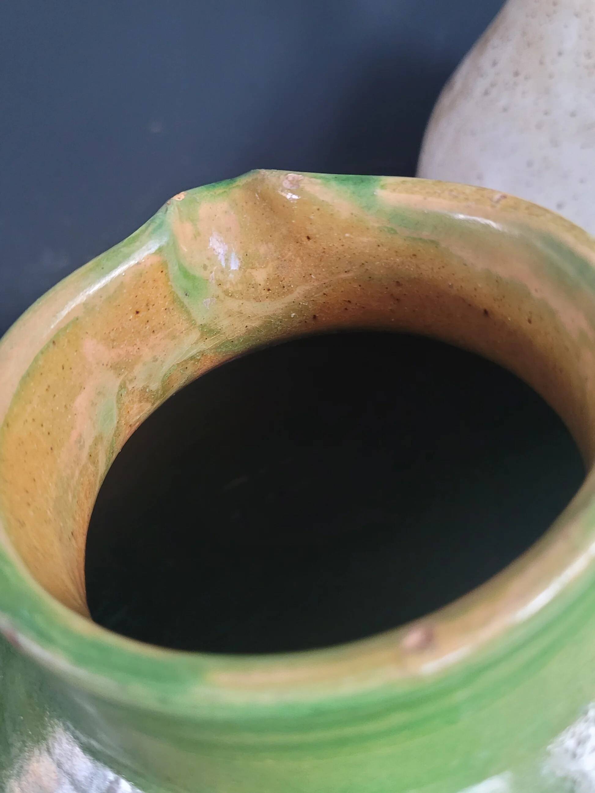 Green glazed terracotta jar
