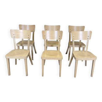 Lot de 6 chaises bistrot en chêne Guido années 2000