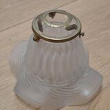 Abat-jour tulipe verre dépoli et laiton 50s