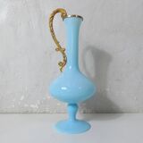 antique blue opaline and gilded brass vase Murano Italy