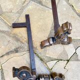 Vintage solid brass and steel chenets