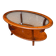 Table basse ovale en bois massif et verre, années 90
