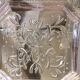 Octagonal plate pink glass portieux decor foliage decor pearl