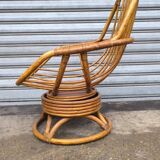 60s Swivel Rattan Armchair
