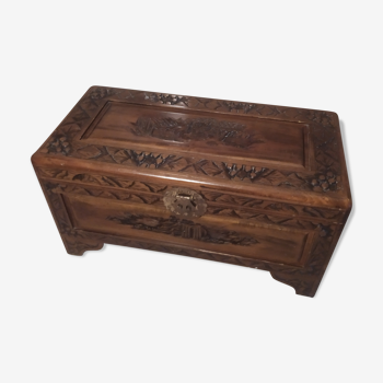 Chest storage box exotic carved teak