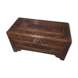 Chest storage box exotic carved teak