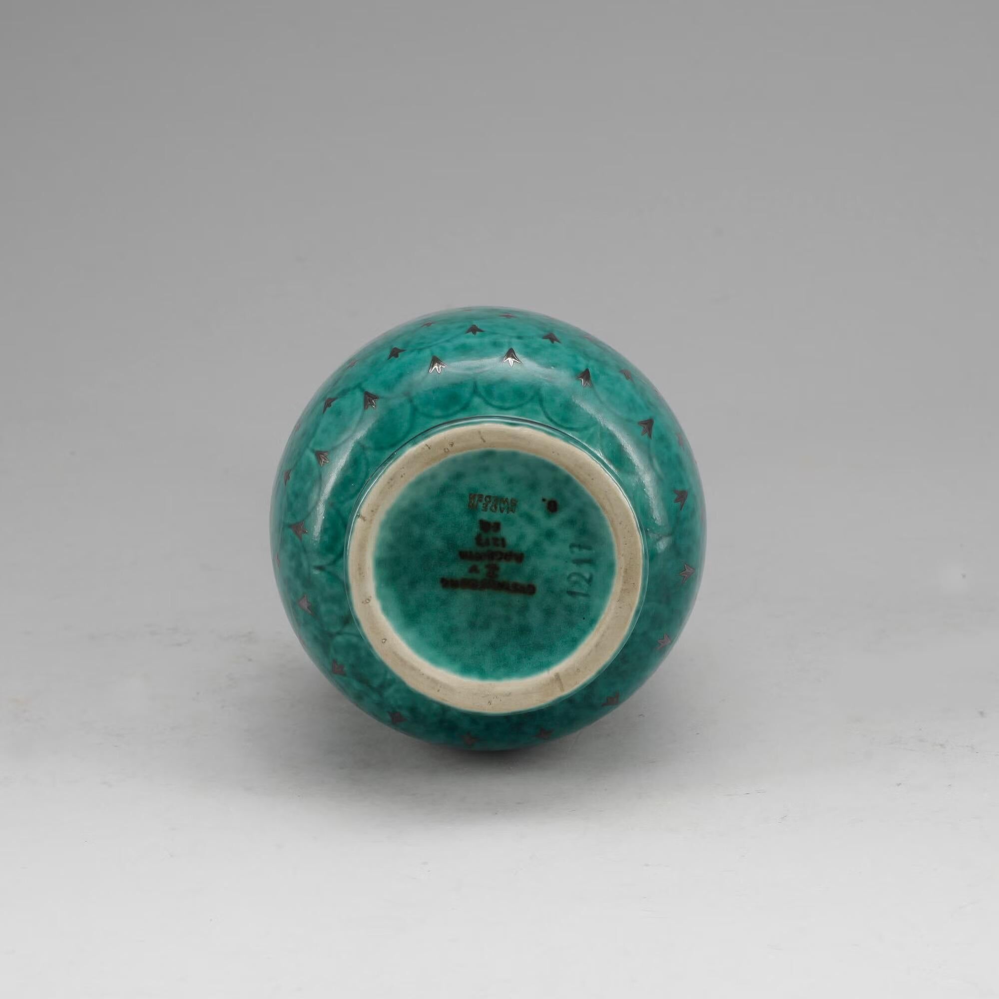 Wilhelm kage vase en céramique 'argenta' pour gustavsberg suède 1940s marqué