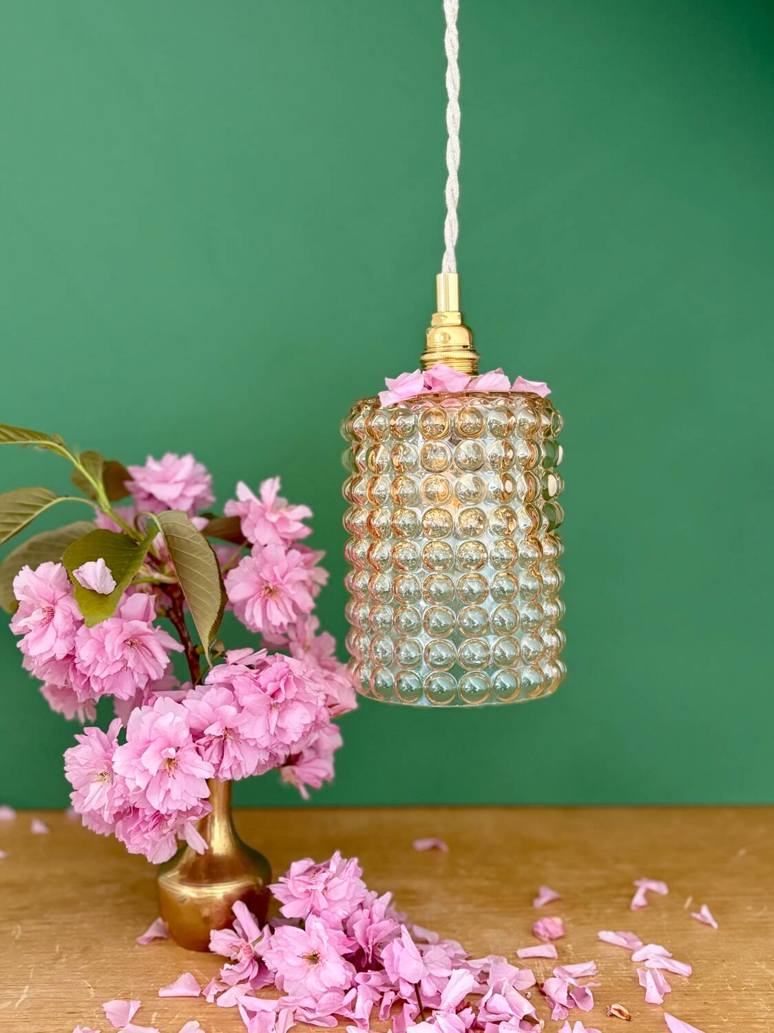 Vintage amber glass bubble suspension globe