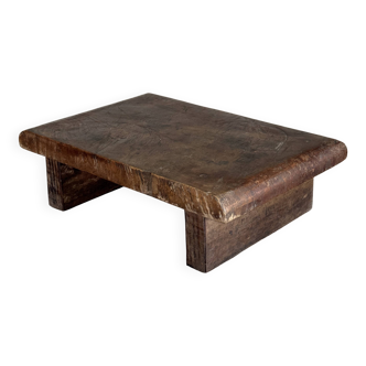 Small auxiliary stool in thick brown upcycled teak (3272)