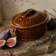 Small vintage oval terrine in caramel ceramic