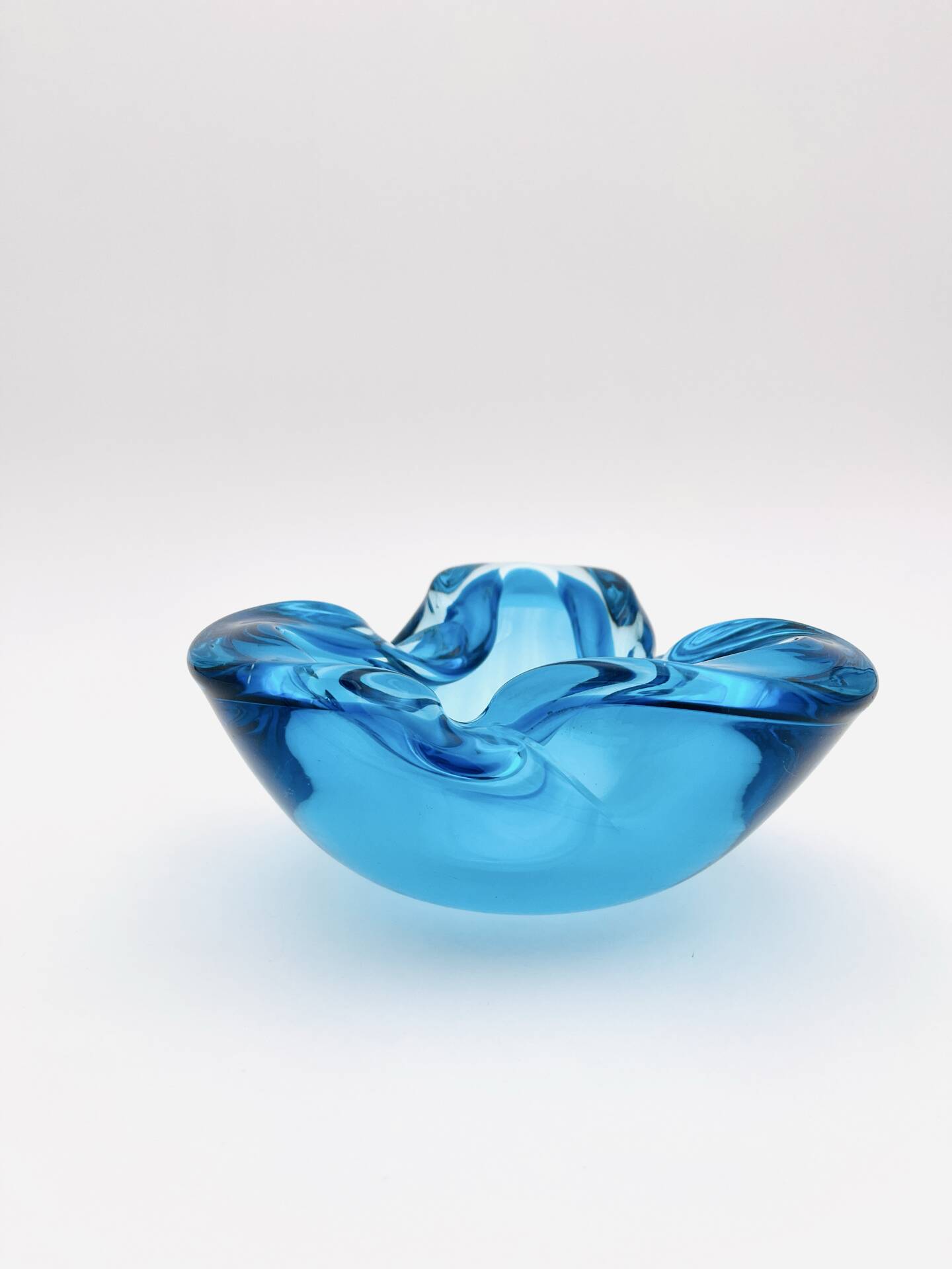 Murano Glass Pocket Vase Flavio Poli Sommerso Blue Aquamarine