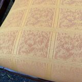 6 dining chairs made of solid mahogany in Regency style with yellow fabric.