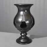 Jean Marais in Vallauris Black glazed candle holder 1970s