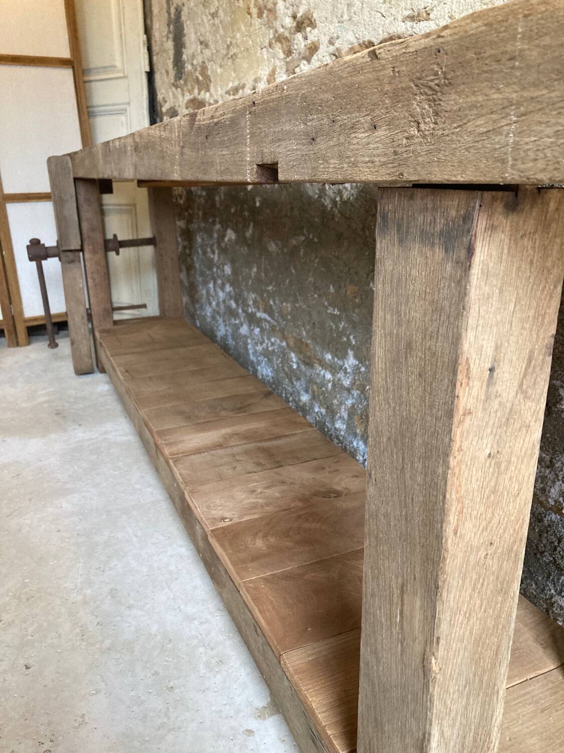 XXL solid oak console workbench