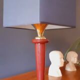 Lamp from the 40s/50s by Maison Lancel, covered in Bordeaux leather