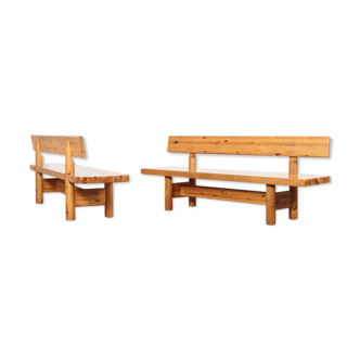 Paire de bancs de pin par Knud Friis & Elmar Moltke Nielsen Danemark 1960