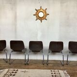 Series of 5 retro vintage stackable chairs flototto pagholz by adam stegner 1960 1970