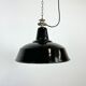 Industrial Black Enamel Factory Lamp with Cast Iron Top, 1950s